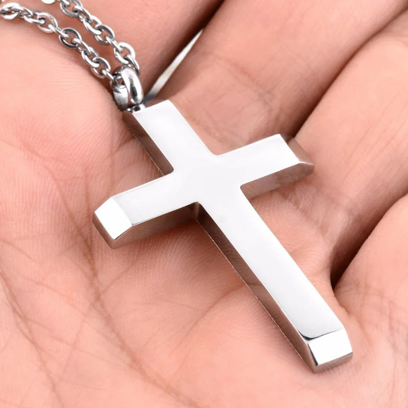 Dropshipping Fashion Classic Stainless Steel Cross Pendant Necklace Simple Jewelry Gifts
