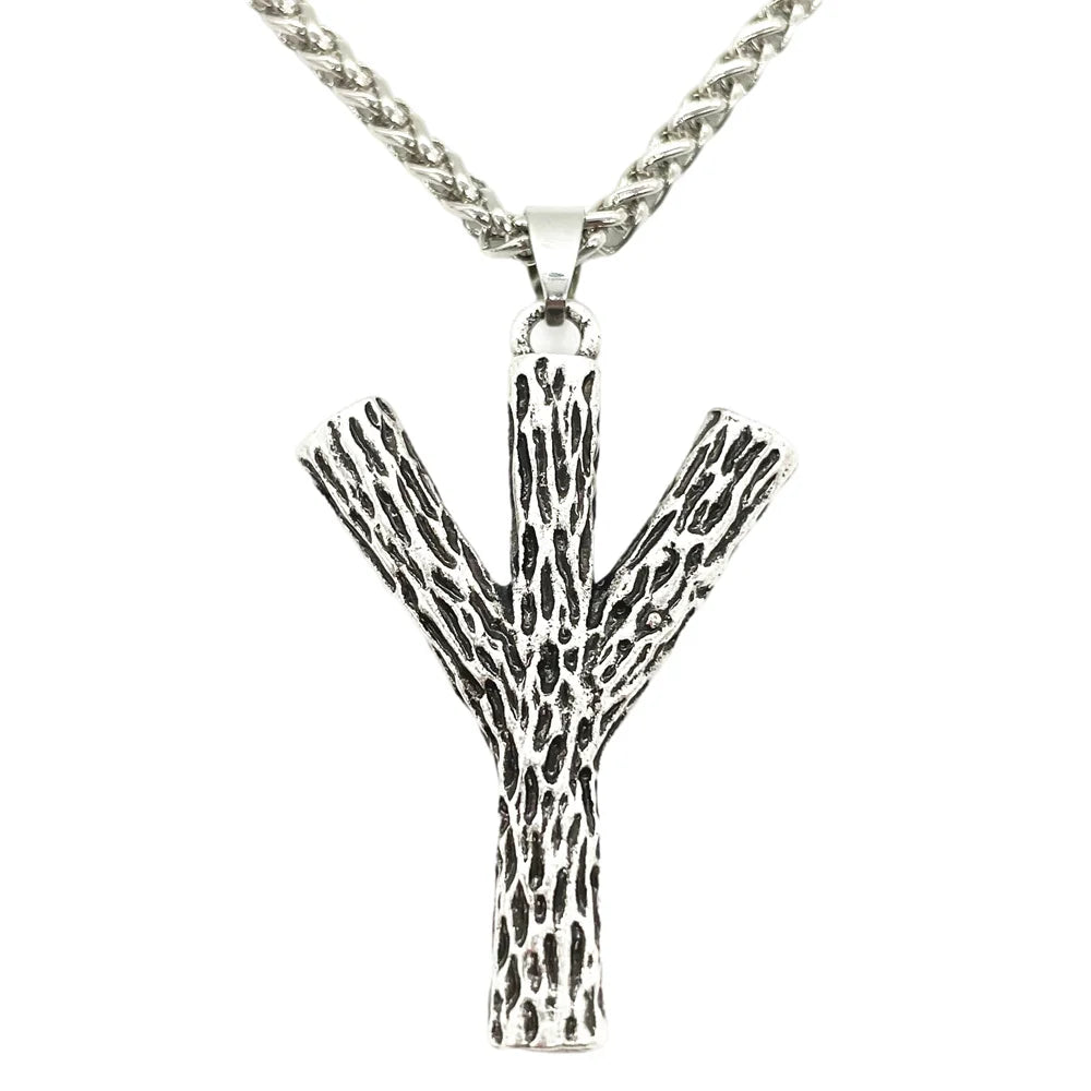 Runic Algiz Branches Divine Protection Sanctuary Viking Mens Jewellery Necklace Charms Pendants Amulet