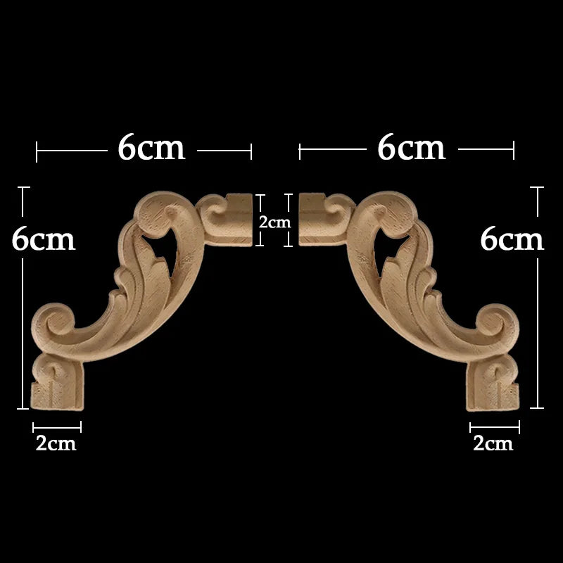 Wood Appliques Corner Flower Exquisite Carving Natural Furniture Wooden Mouldings Vintage Unpainted Accessories Decoration Decal