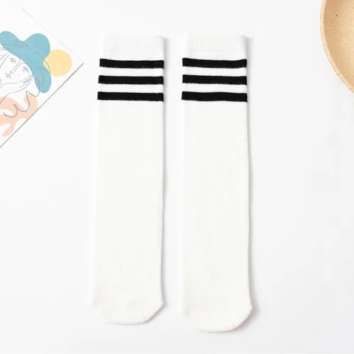 Children's Socks autumn girls middle tube pile stockings candy color classic college style football stockings half high tube