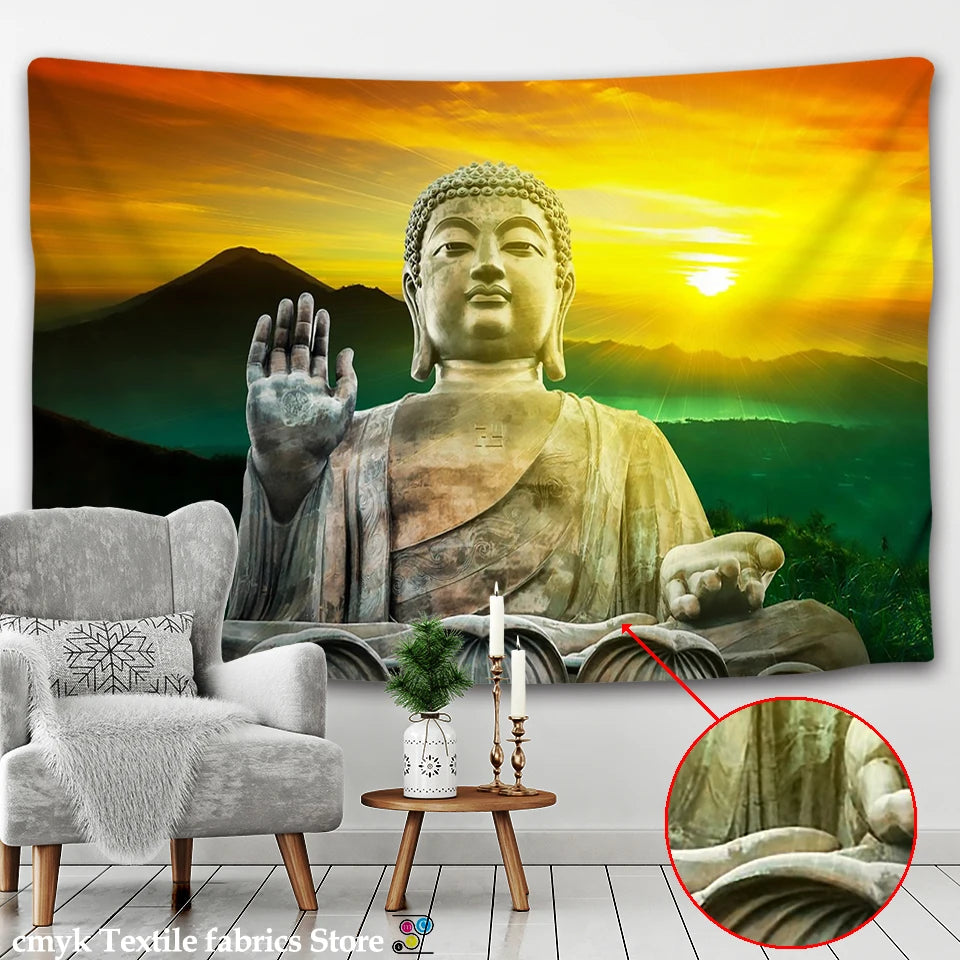 3DReligion Culture Hanging Wall Tapestry Buddha Wall Carpet Headboard Dorm Hippie Psychedelic Tapestry Tree Landscape Boho Decor