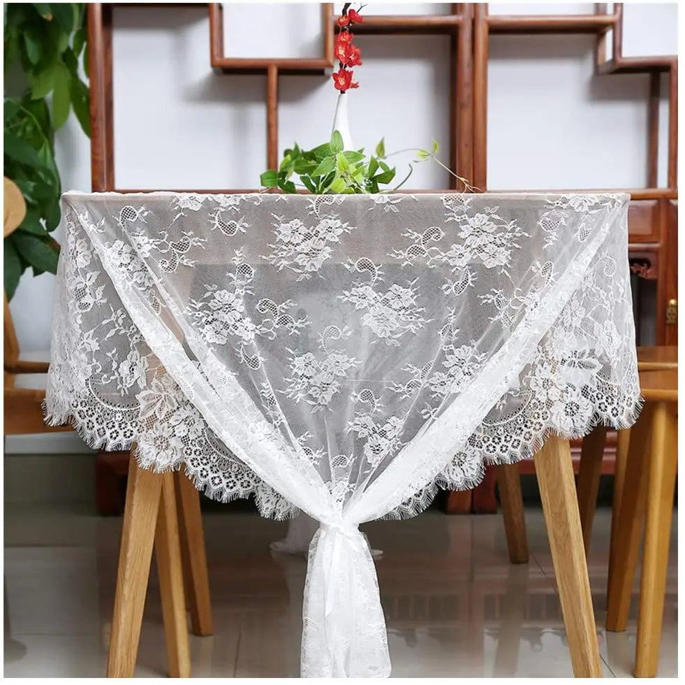 Fadesen new 150*300cm White Table Cloth Lace Decorative Hotel Wedding Party Dining Decorative Fabric Home Decor Lace Tablecloth
