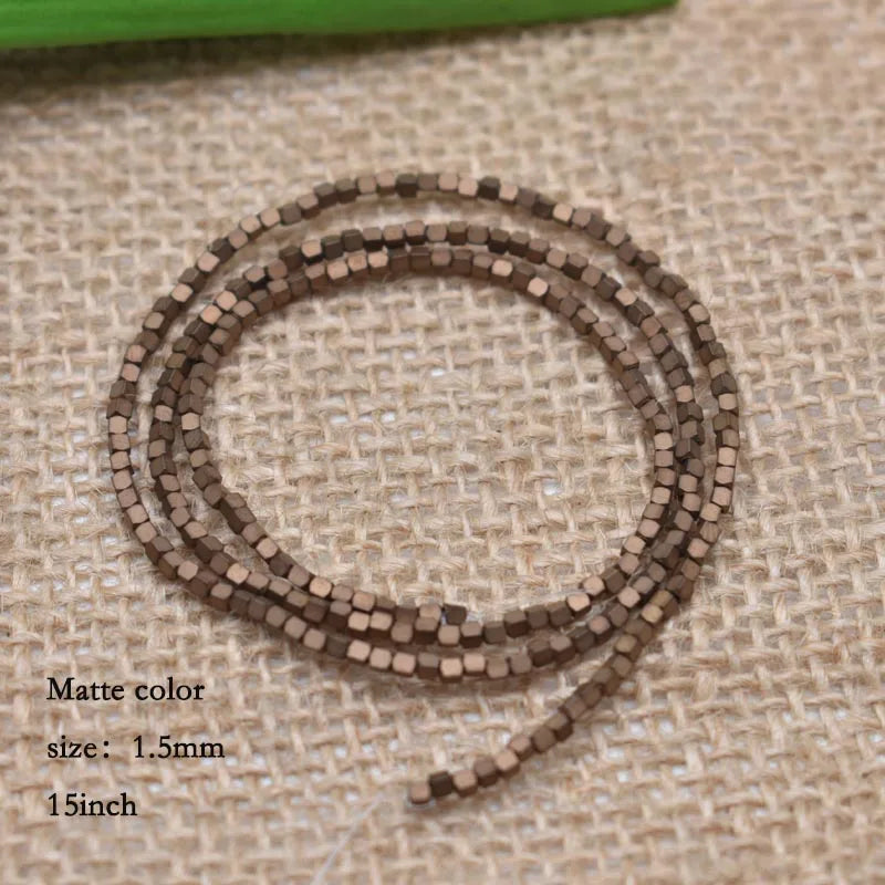 1.5mm Colorful Square Beads 274pcs Natural Stone Beads Hematite Loose Spacer Beads For Jewelry Making DIY Gift Earrings