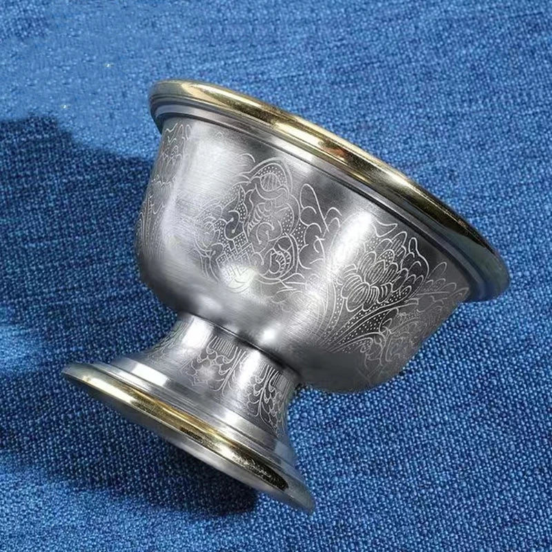 Bronze Buddhism Bowl for Indoor Decoration, Tibetan Tribute, Holy Water Cup, Buddhist Tantric Bowl Collection, Handicraft Gift