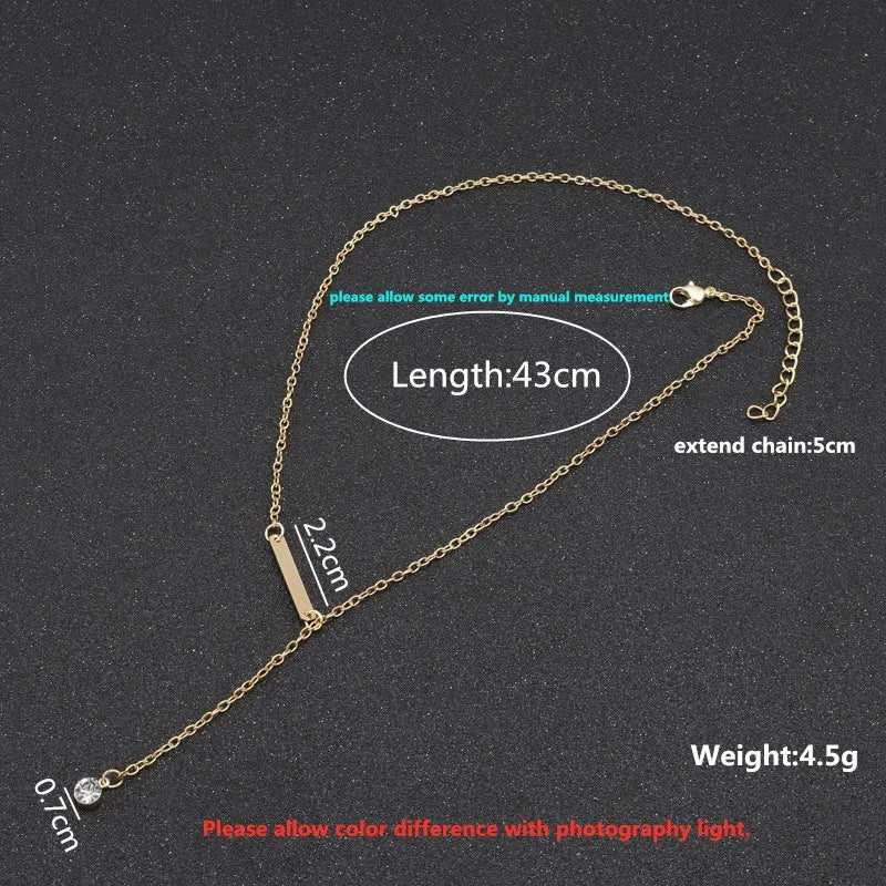 Sexy Crystal Pendants Necklace for Women Tassel Minimalist Necklaces Summer Beach Neck Jewelry Gold Color Chain Collares Bijoux