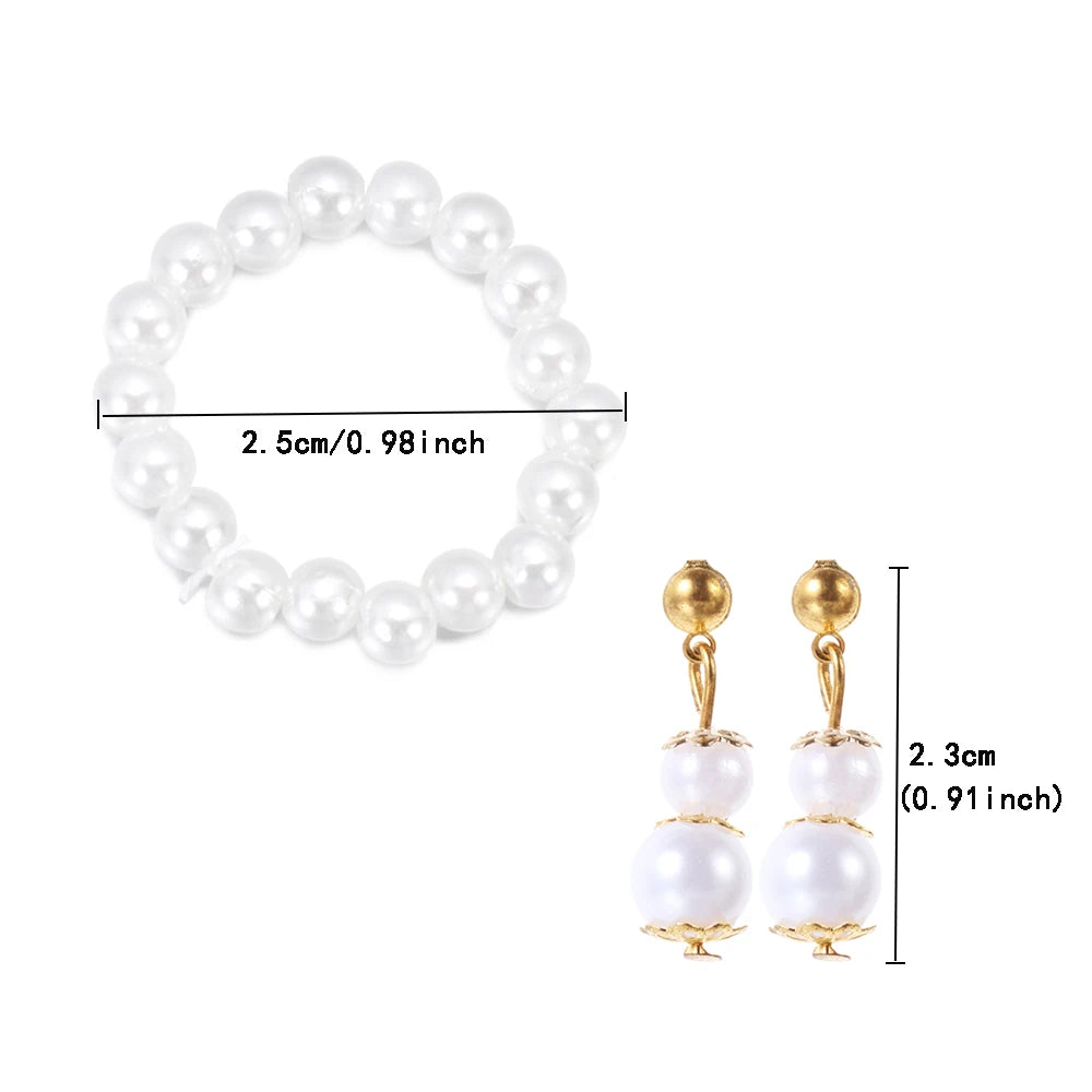 Handmade Exquisite Pearl Necklace Earrings Set Doll Jewelry For Doll DIY Toy Dolls Accessories