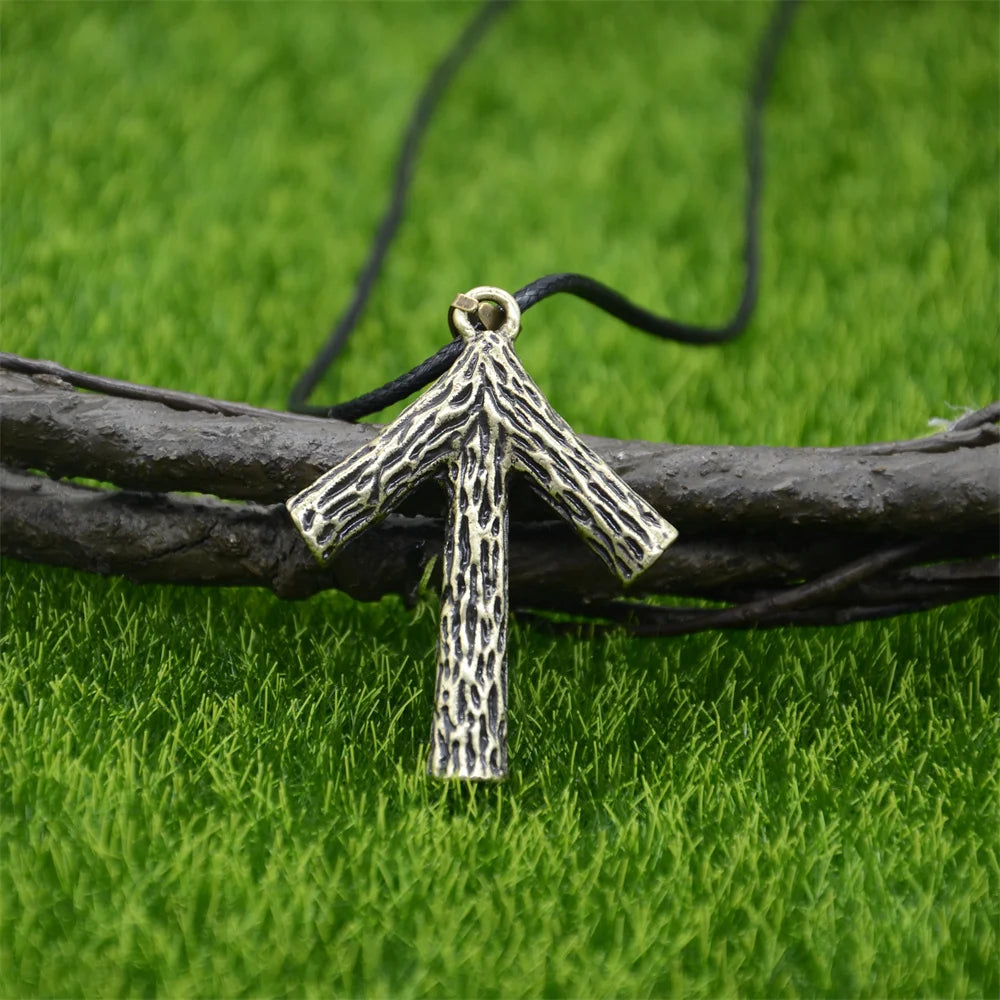 Runic Algiz Branches Divine Protection Sanctuary Viking Mens Jewellery Necklace Charms Pendants Amulet