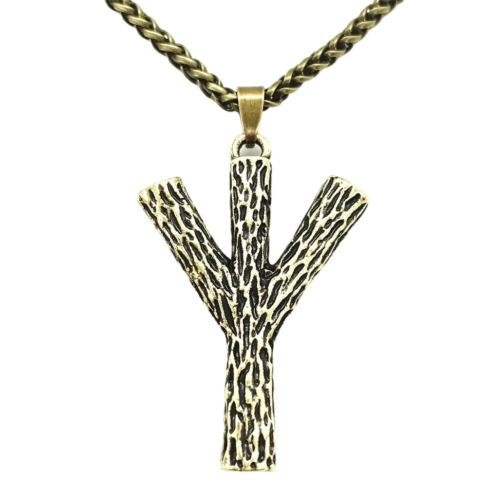 Runic Algiz Branches Divine Protection Sanctuary Viking Mens Jewellery Necklace Charms Pendants Amulet