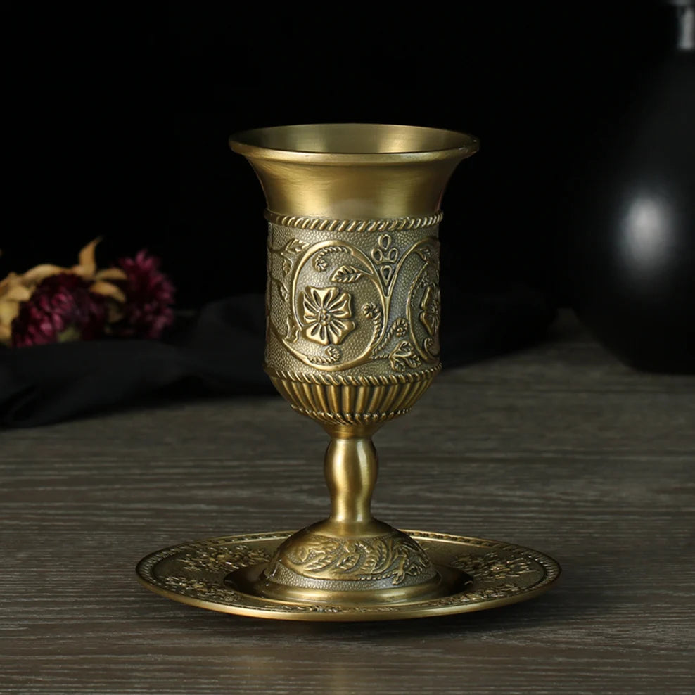 Wine Glass European Retro Liquor Glass Alloy Goblet Antique Alcohol Set Wine Cabinet Home Decoration Ornaments Bronze Wine Cup