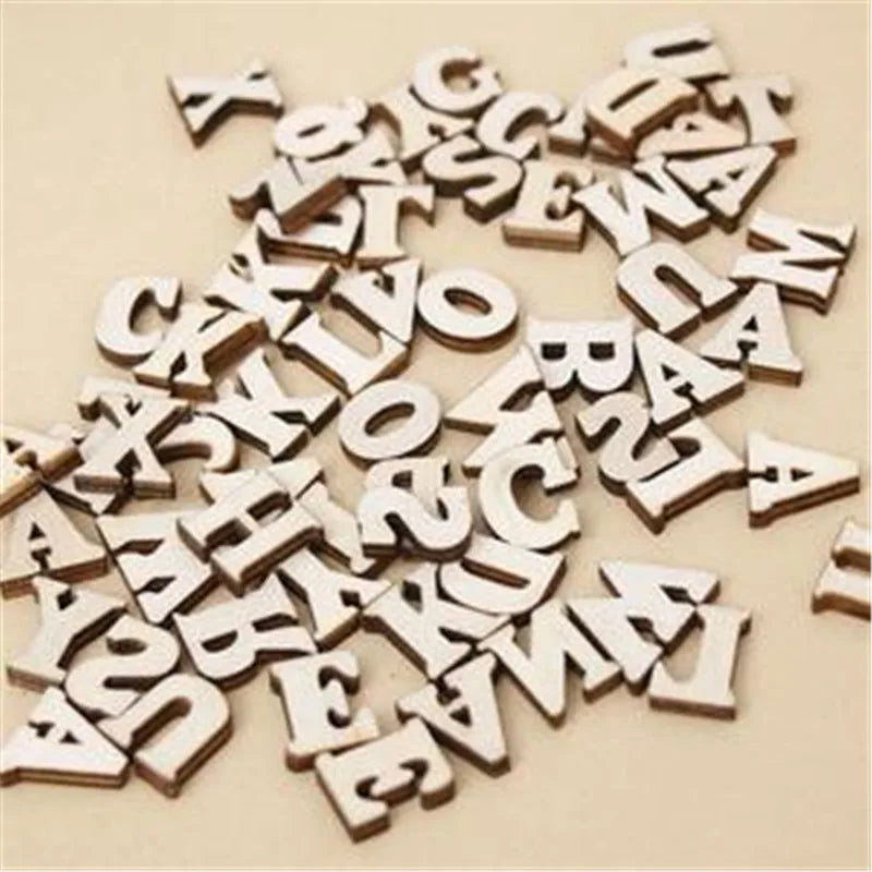 200pcs/Set Wooden Mixed A-Z Letter & Alphabet Natural Wooden Letter Number Decor Mini Wood Ornaments Scrapbooking DIY Art Crafts
