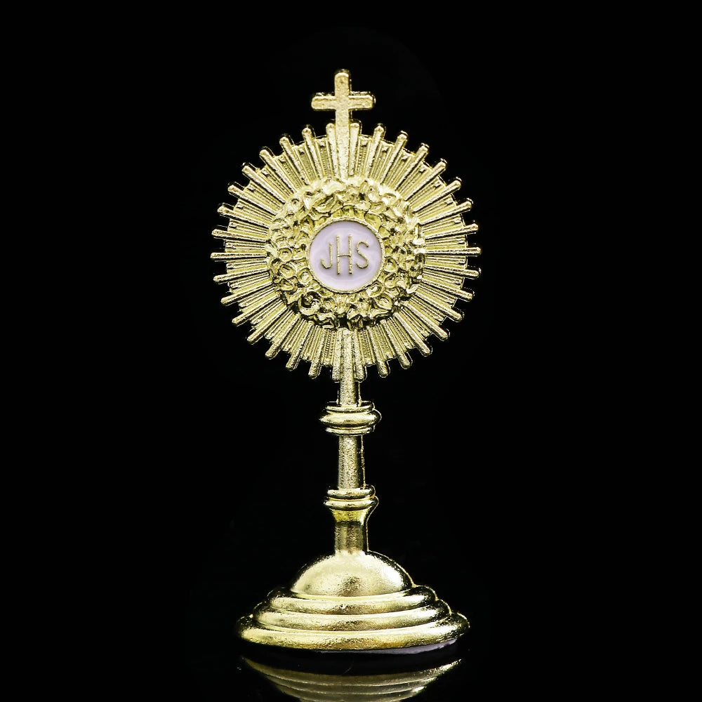 Holy Communion Religious JHS Statue Mini First Gift Jesus Charms Golden Sacramento Baptismal Table Decoration Statue