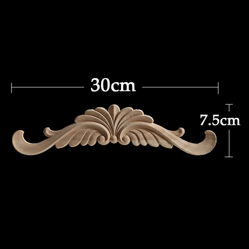 Wood Appliques Corner Flower Exquisite Carving Natural Furniture Wooden Mouldings Vintage Unpainted Accessories Decoration Decal