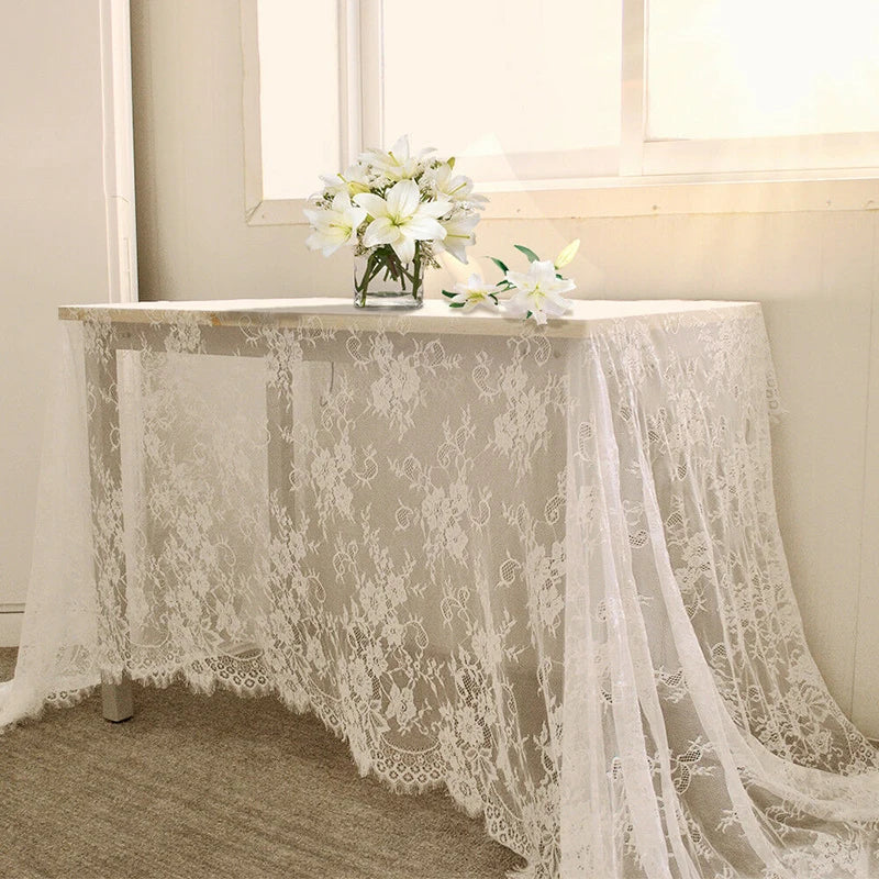 Fadesen new 150*300cm White Table Cloth Lace Decorative Hotel Wedding Party Dining Decorative Fabric Home Decor Lace Tablecloth
