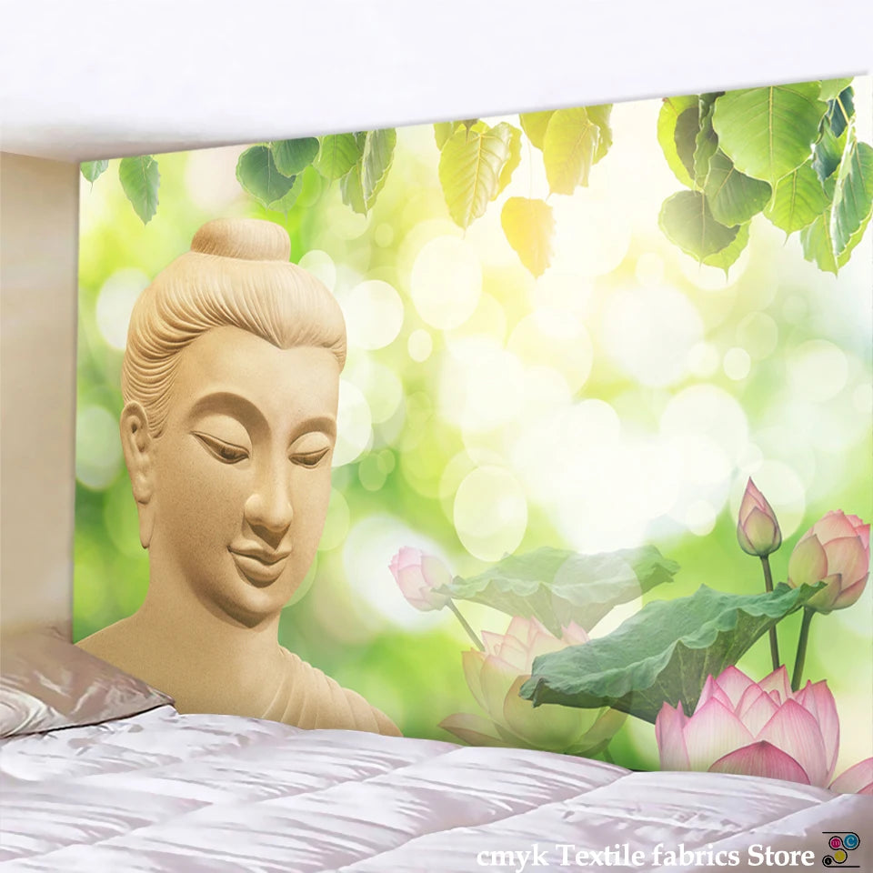 3DReligion Culture Hanging Wall Tapestry Buddha Wall Carpet Headboard Dorm Hippie Psychedelic Tapestry Tree Landscape Boho Decor