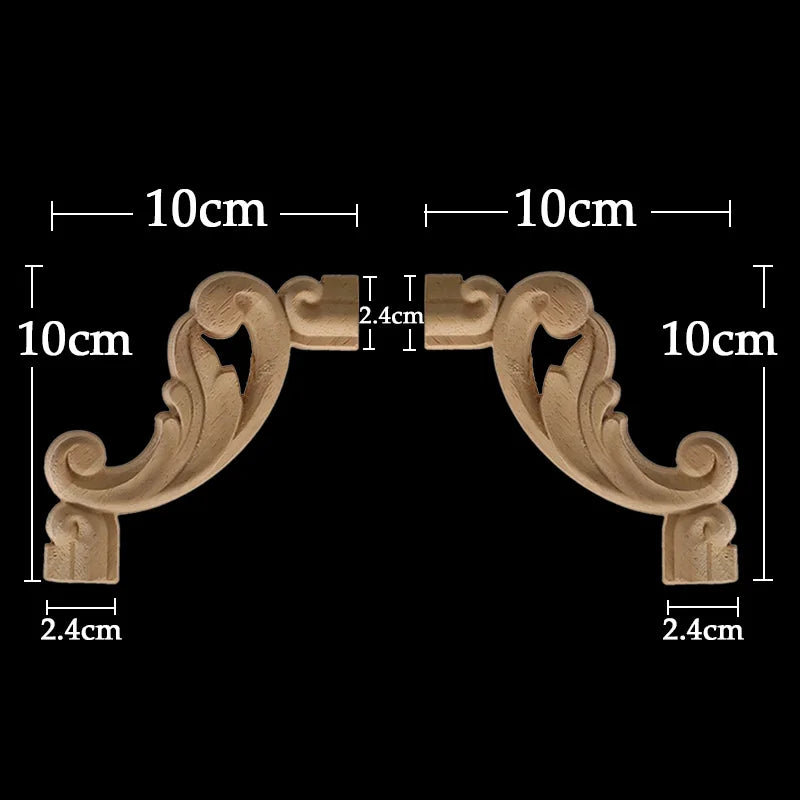 Wood Appliques Corner Flower Exquisite Carving Natural Furniture Wooden Mouldings Vintage Unpainted Accessories Decoration Decal