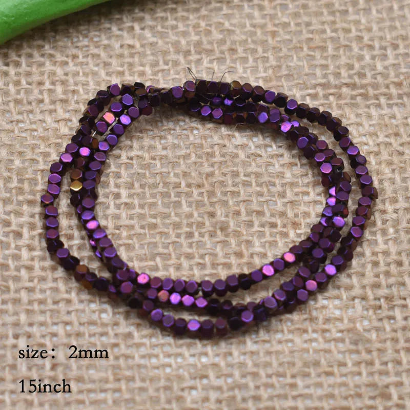 1.5mm Colorful Square Beads 274pcs Natural Stone Beads Hematite Loose Spacer Beads For Jewelry Making DIY Gift Earrings