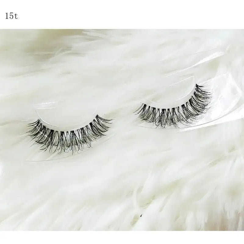 Mink 3D False Eyelashes Handmade Transparent Stem Natural Long Cross Eyelashes Winged Party Dating Makeup Thick Fake Eyelashes