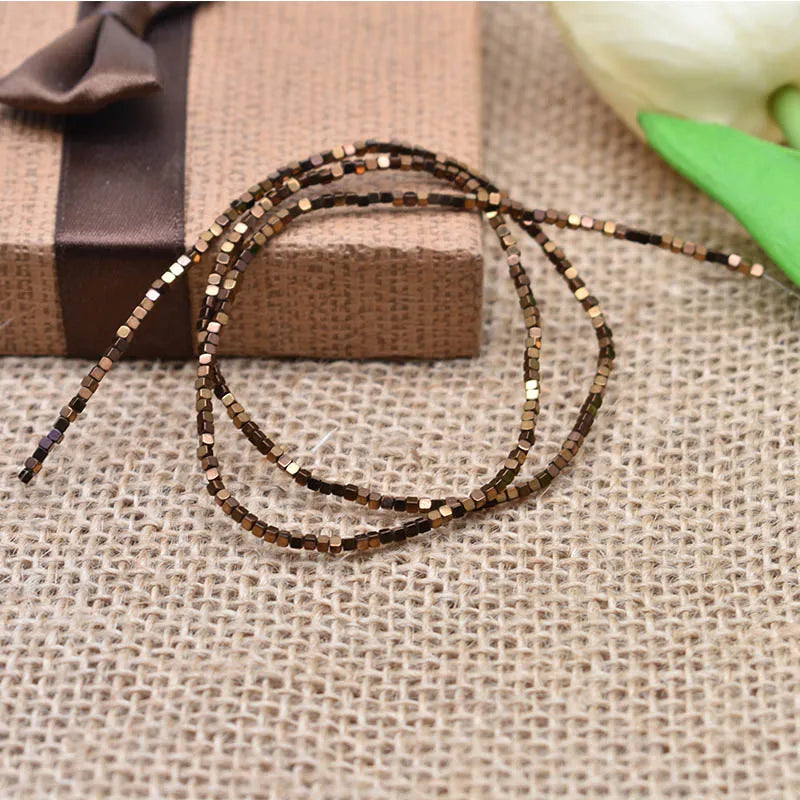 1.5mm Colorful Square Beads 274pcs Natural Stone Beads Hematite Loose Spacer Beads For Jewelry Making DIY Gift Earrings