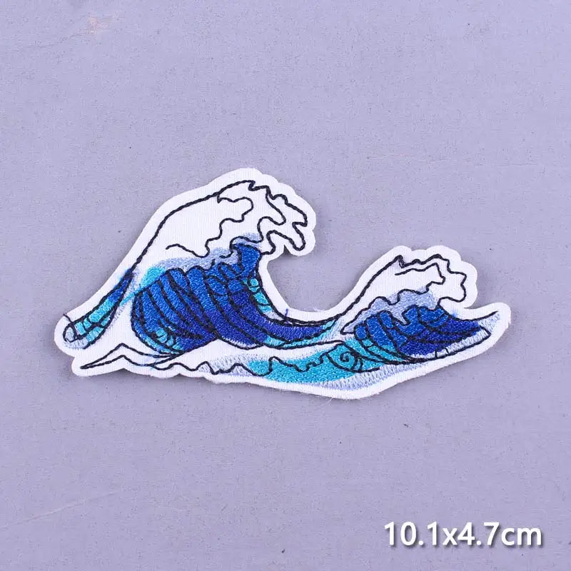 Space Adventure Patch On Clothes Embroidered Patches For Clothing Stickers Mountain Natural Appliques Waves Badge For Jacket DIY