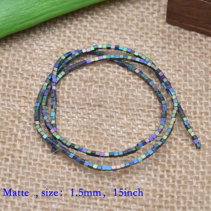 1.5mm Colorful Square Beads 274pcs Natural Stone Beads Hematite Loose Spacer Beads For Jewelry Making DIY Gift Earrings