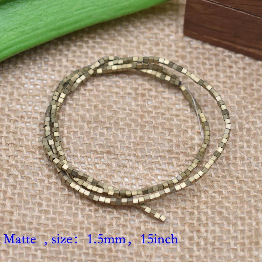 1.5mm Colorful Square Beads 274pcs Natural Stone Beads Hematite Loose Spacer Beads For Jewelry Making DIY Gift Earrings