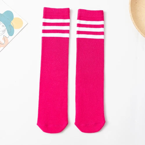 Children's Socks autumn girls middle tube pile stockings candy color classic college style football stockings half high tube