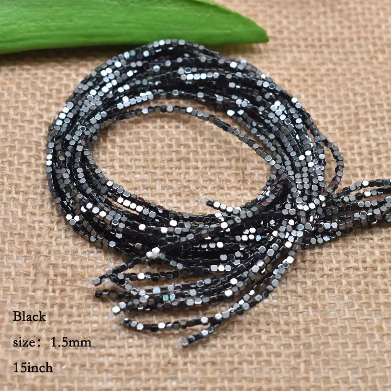 1.5mm Colorful Square Beads 274pcs Natural Stone Beads Hematite Loose Spacer Beads For Jewelry Making DIY Gift Earrings