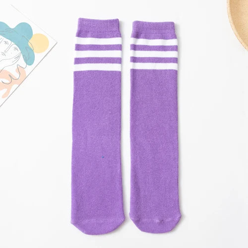 Children's Socks autumn girls middle tube pile stockings candy color classic college style football stockings half high tube