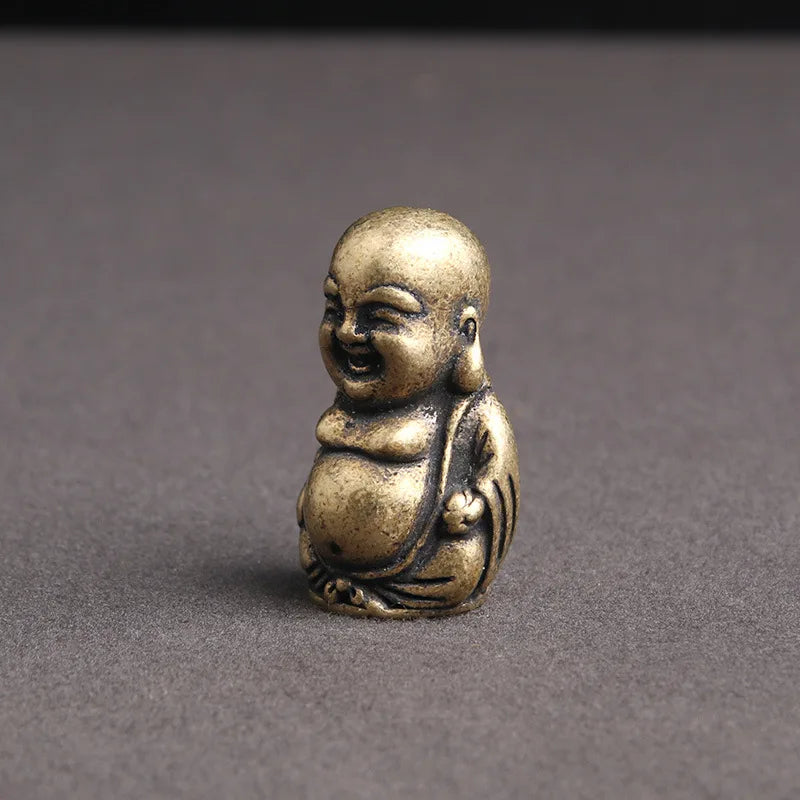 Pure Brass Laughing Buddha Statue Home Decor Office Desk Decorations Ornaments Antique Maitreya Buddha Buddhism Sculpture Crafts