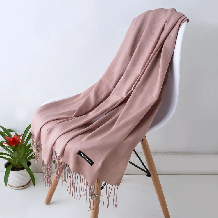Fashion women scarf thin shawls Solid Color Women Scarf Winter Hijabs Tassels Long Cashmere Like Pashmina Hijabs Scarves Wraps