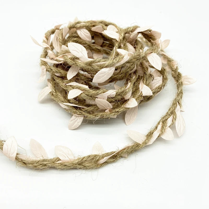 2 yards Leaf Rope Natural Hessian Jute Twine  Burlap Ribbon DIY Craft Vintage For Home Wedding Party Decor