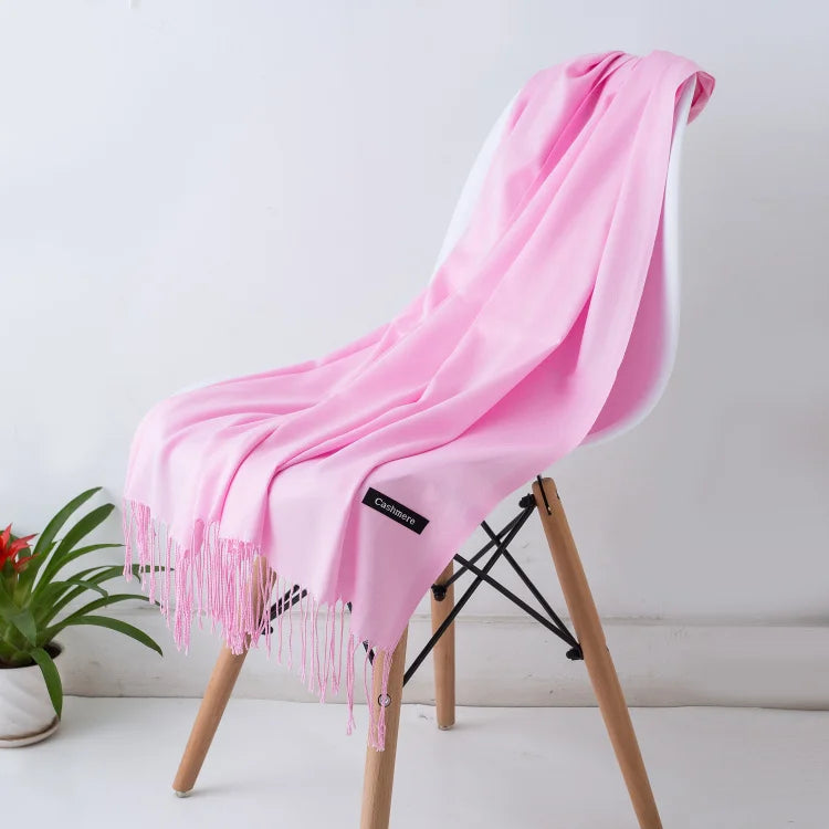 Fashion women scarf thin shawls Solid Color Women Scarf Winter Hijabs Tassels Long Cashmere Like Pashmina Hijabs Scarves Wraps