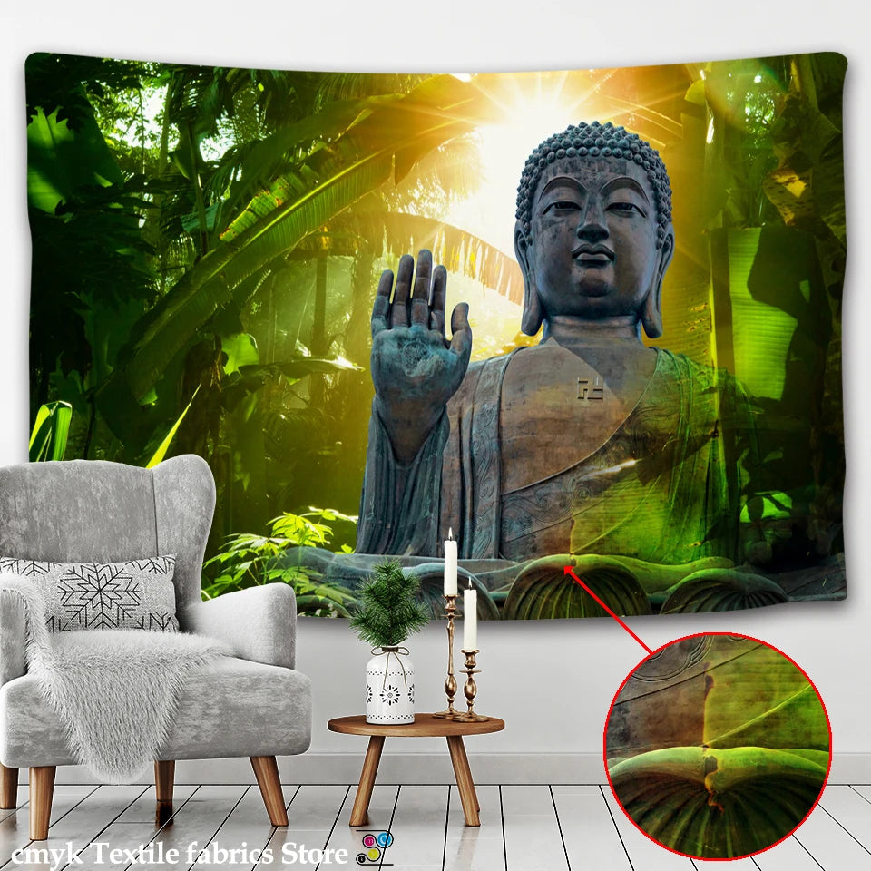 3DReligion Culture Hanging Wall Tapestry Buddha Wall Carpet Headboard Dorm Hippie Psychedelic Tapestry Tree Landscape Boho Decor