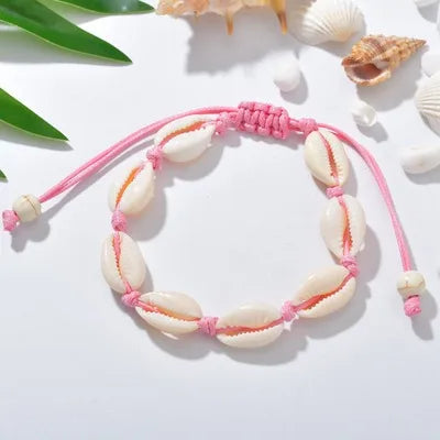 Hot Sale Handmade Natural Seashell Hand Knit Bracelet Shells Bracelets Women Accessories Beaded Strand Bracelet