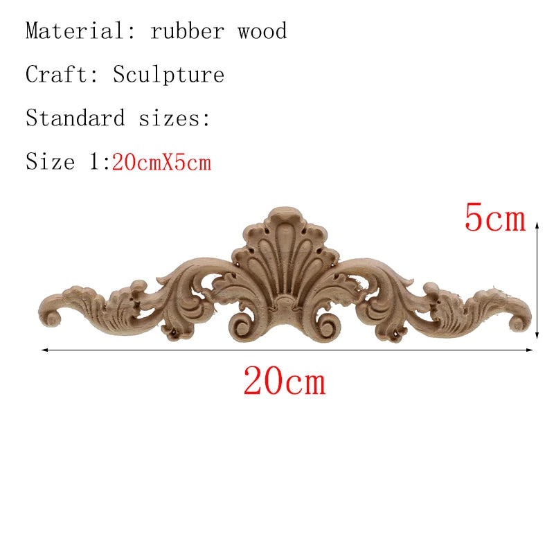 1Pc Unique Natural Floral Wood Carved Wooden Figurines Crafts Corner Appliques Frame Wall Door Furniture Woodcarving Decorative