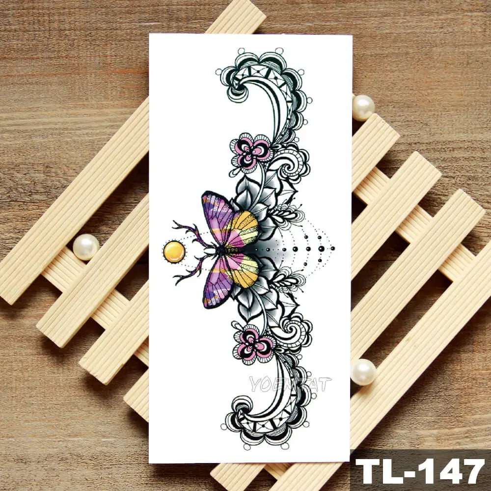 Lotus Peony Rose Flowers Waterproof Temporary Tattoo Sticker Minimalist Flash Tattoos Body Art Fake Arm tatoo Women