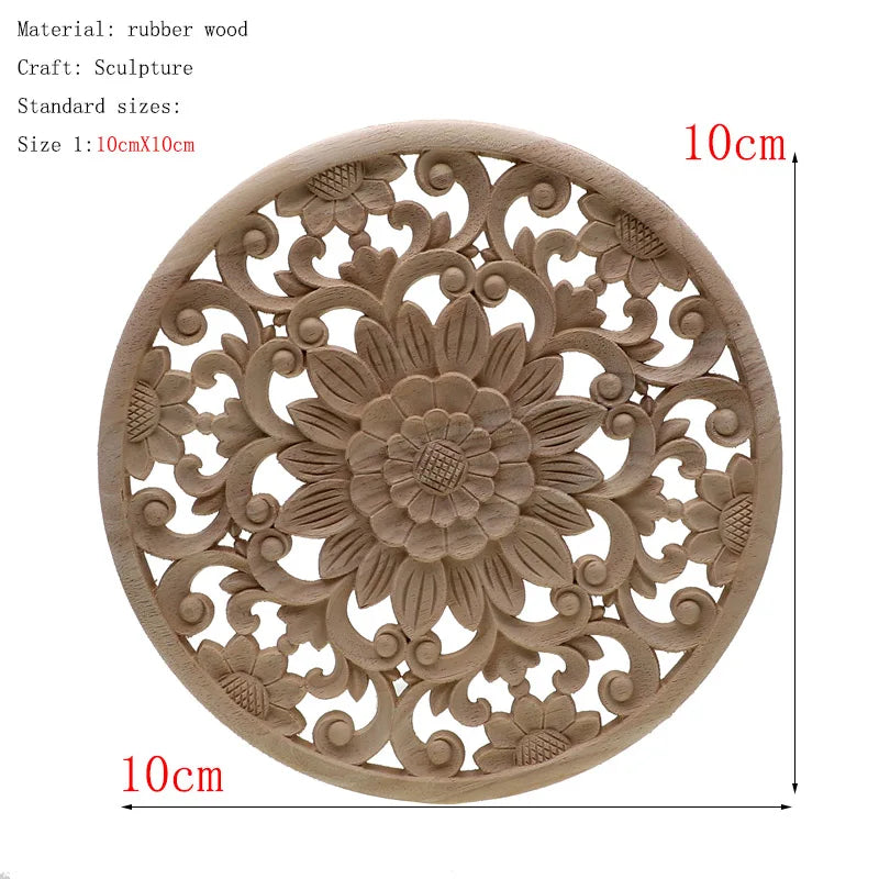 1Pc Unique Natural Floral Wood Carved Wooden Figurines Crafts Corner Appliques Frame Wall Door Furniture Woodcarving Decorative