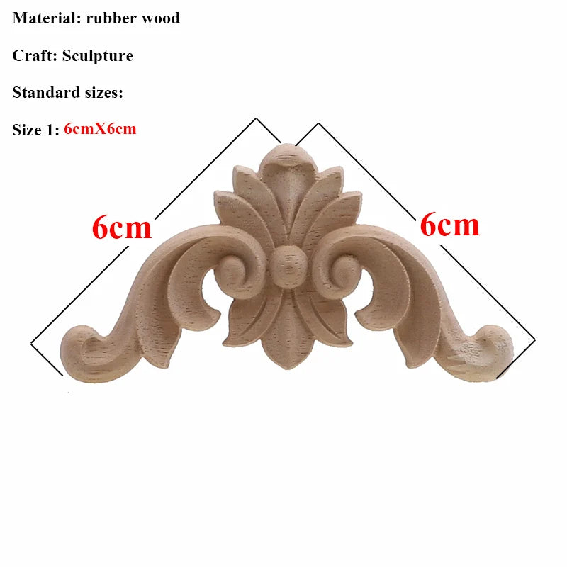 VZLX Unique Natural Floral Wood Carved Wooden Figurines Crafts Corner Appliques Frame Wall Door Furniture Woodcarving Decorative