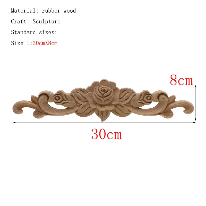 1Pc Unique Natural Floral Wood Carved Wooden Figurines Crafts Corner Appliques Frame Wall Door Furniture Woodcarving Decorative