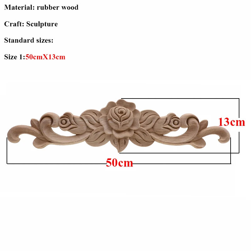 VZLX Unique Natural Floral Wood Carved Wooden Figurines Crafts Corner Appliques Frame Wall Door Furniture Woodcarving Decorative