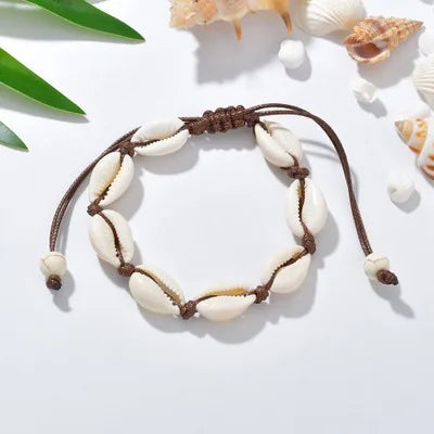 Hot Sale Handmade Natural Seashell Hand Knit Bracelet Shells Bracelets Women Accessories Beaded Strand Bracelet