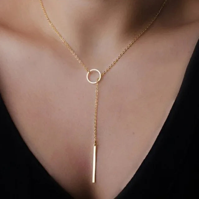 New Fashion Steampunk Dainty Circle Collier Round Minimalist Chain Pendant Necklace For Women Jewelry Gift Cheap Collar
