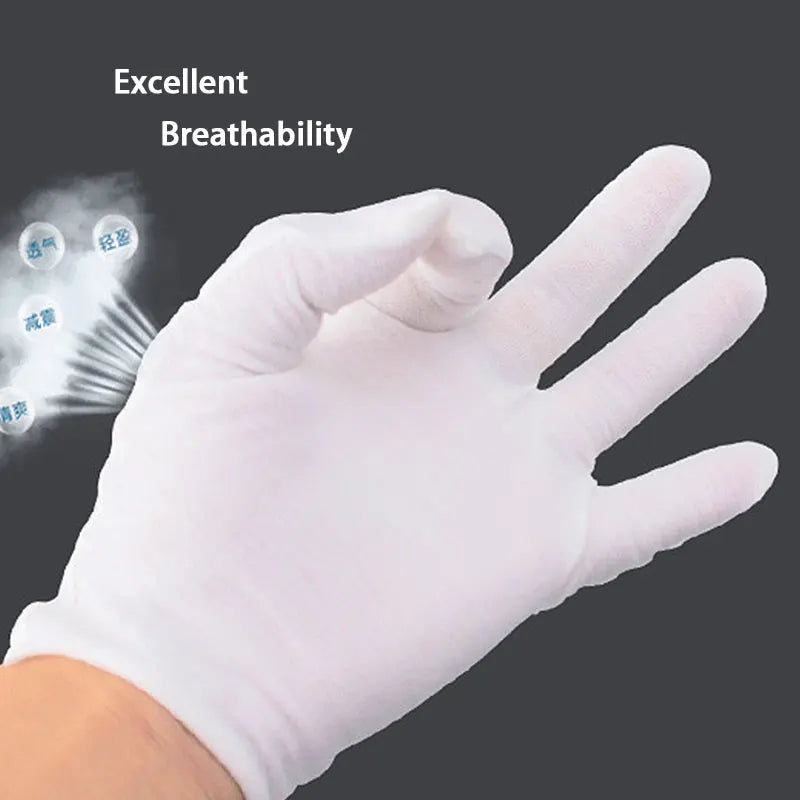 24Pieces/12 Pairs White Cotton Cloth Thin Etiquette Wenwan Quality Inspection Gloves