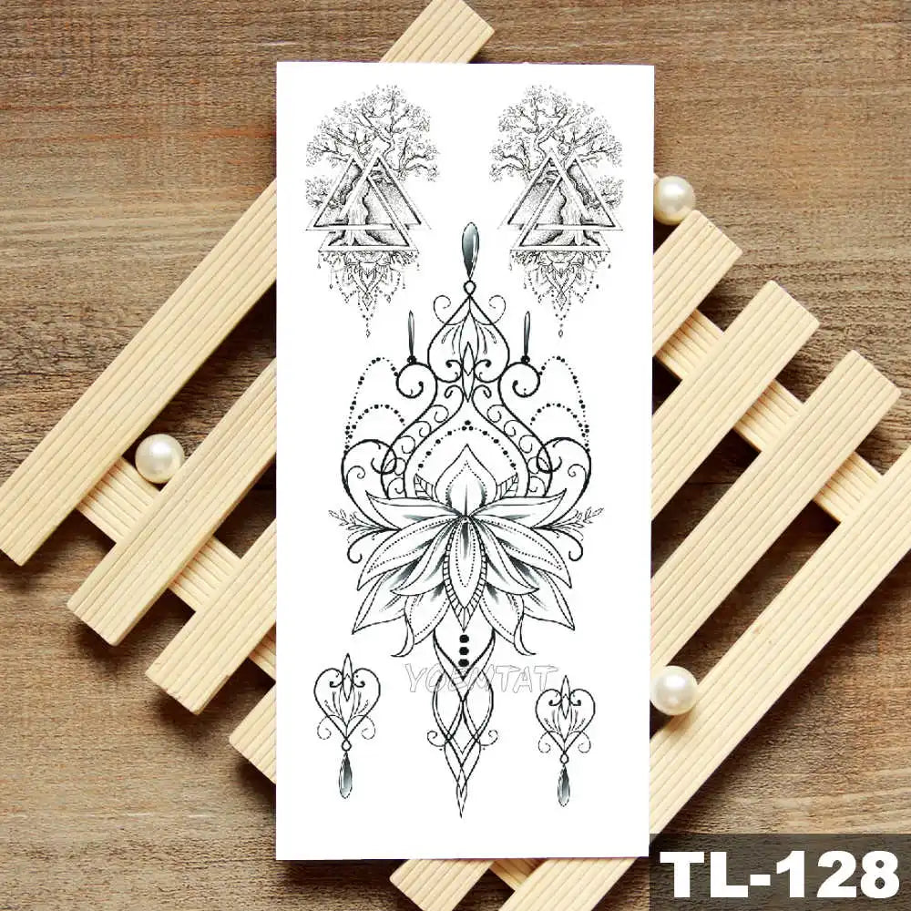 Lotus Peony Rose Flowers Waterproof Temporary Tattoo Sticker Minimalist Flash Tattoos Body Art Fake Arm tatoo Women