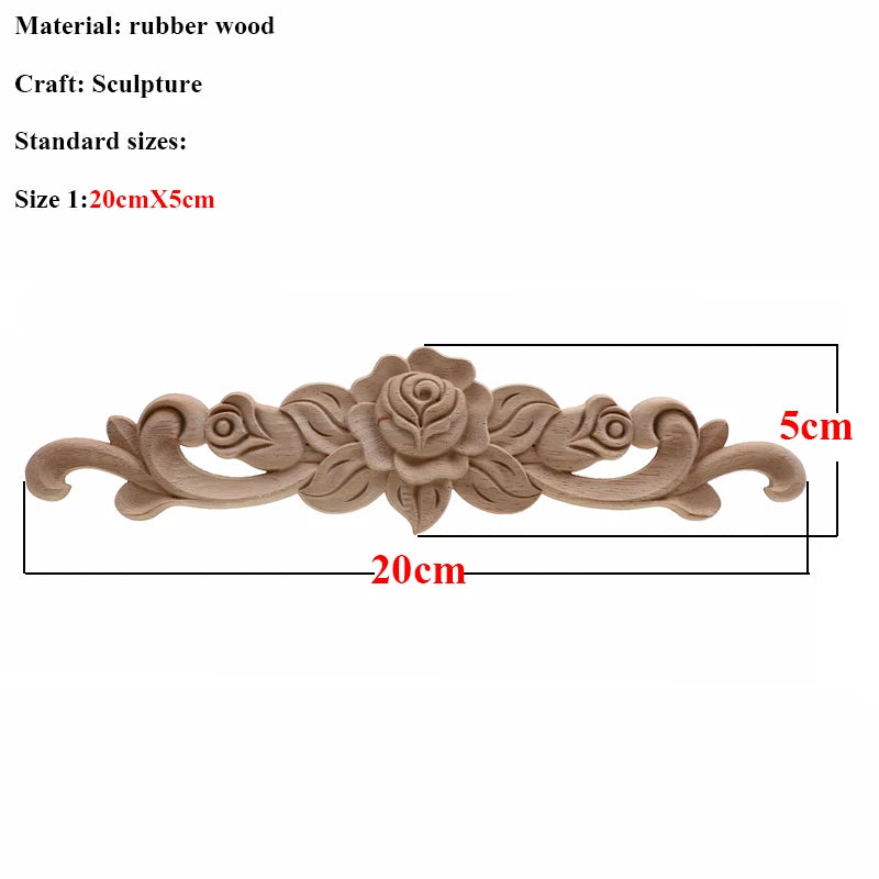 VZLX Unique Natural Floral Wood Carved Wooden Figurines Crafts Corner Appliques Frame Wall Door Furniture Woodcarving Decorative