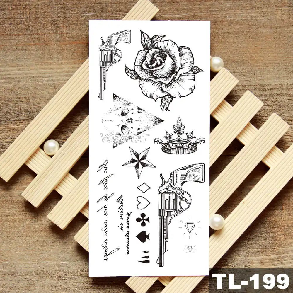Lotus Peony Rose Flowers Waterproof Temporary Tattoo Sticker Minimalist Flash Tattoos Body Art Fake Arm tatoo Women