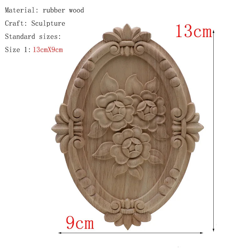 1Pc Unique Natural Floral Wood Carved Wooden Figurines Crafts Corner Appliques Frame Wall Door Furniture Woodcarving Decorative