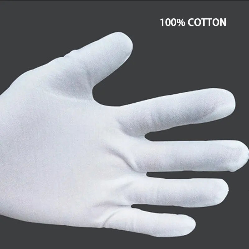24Pieces/12 Pairs White Cotton Cloth Thin Etiquette Wenwan Quality Inspection Gloves
