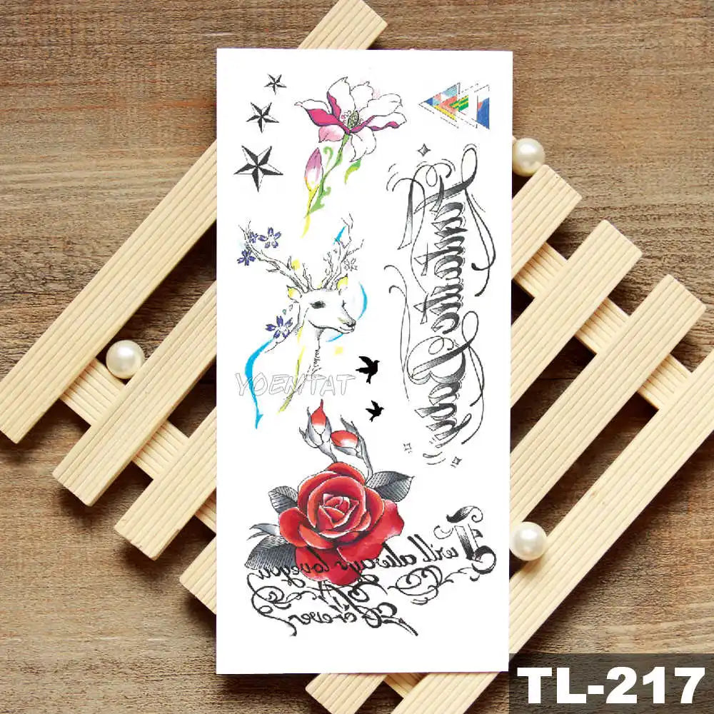 Lotus Peony Rose Flowers Waterproof Temporary Tattoo Sticker Minimalist Flash Tattoos Body Art Fake Arm tatoo Women