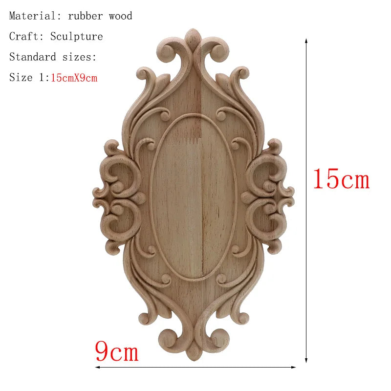 1Pc Unique Natural Floral Wood Carved Wooden Figurines Crafts Corner Appliques Frame Wall Door Furniture Woodcarving Decorative